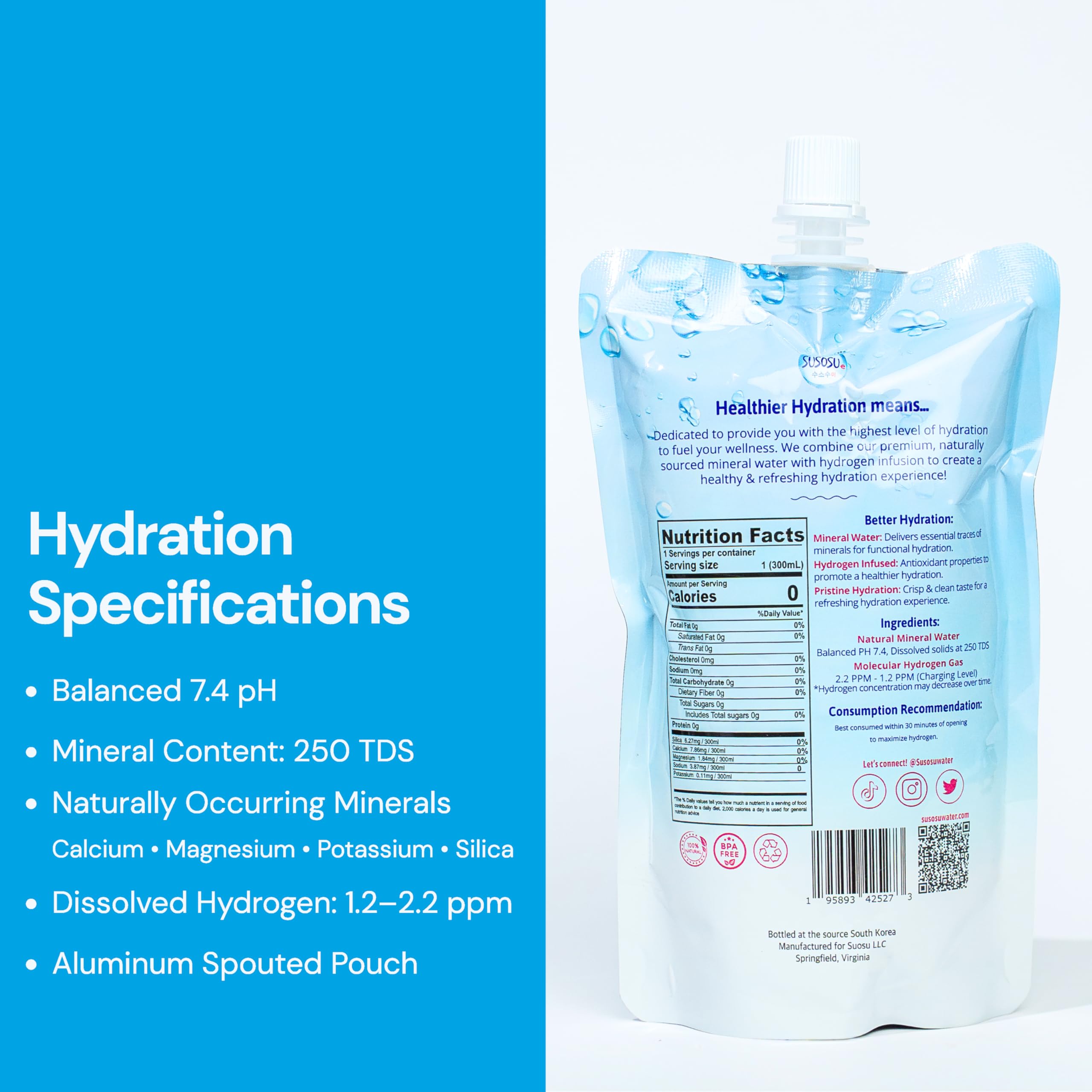 Amazon.com: Susosu Hydrogen Infused Mineral Water, Molecular